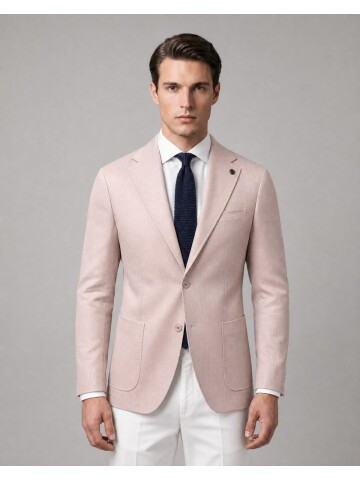 Pembe Mono Yaka Slim Fit Torba Cep Ceket