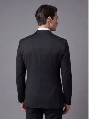 Black Detachable Peak Lapel Slim Fit Tuxedo