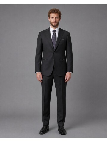 Black Striped Mono Lapel Suit