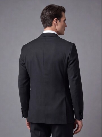 Black Pinstripe Slim Fit Double Breasted Tuxedo