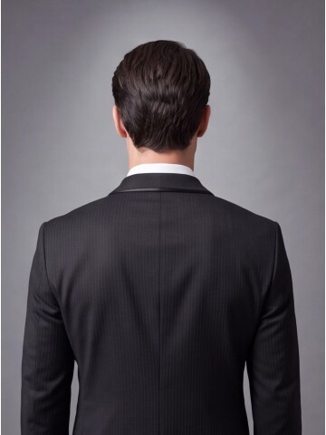 Black Pinstripe Slim Fit Shawl Lapel One Button Tuxedo