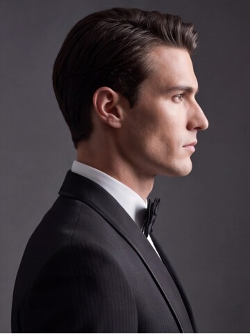 Black Pinstripe Slim Fit Shawl Lapel One Button Tuxedo
