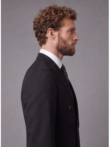 Black Comfort Fit Double-Breasted Suit