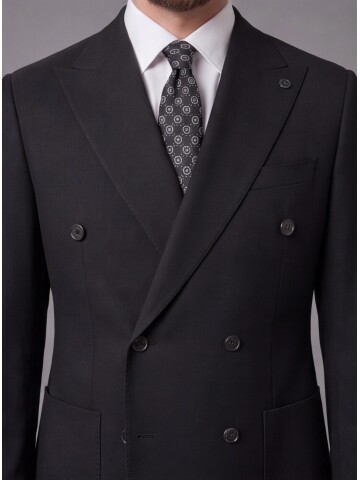 Black Comfort Fit Double-Breasted Suit