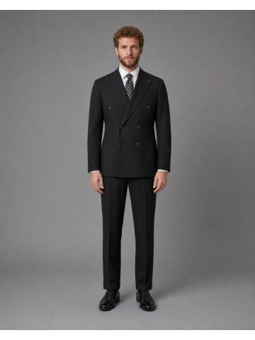 Black Comfort Fit Double-Breasted Suit