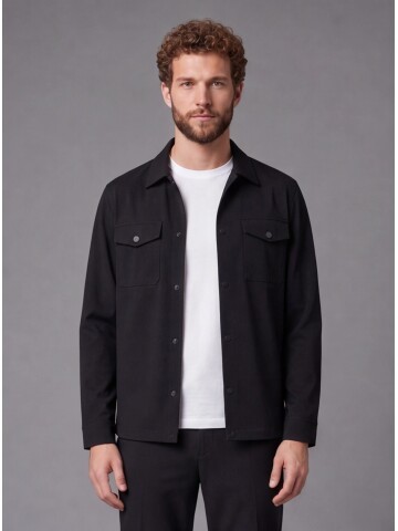 Black Shirt Collar Sport Suit