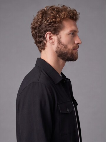Black Shirt Collar Sport Suit