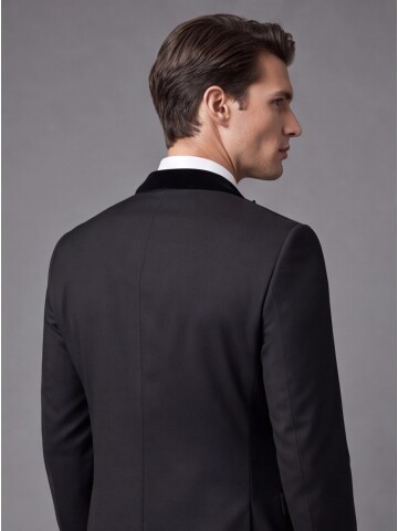 Black Velvet Detachable Shawl Lapel Slim Fit Tuxedo