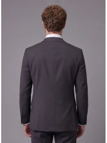 Siyah Mono Yaka Comfort Fit 2 Düğmeli Takım Elbise