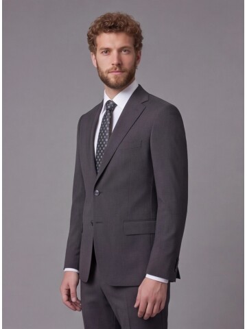 Siyah Mono Yaka Comfort Fit 2 Düğmeli Takım Elbise