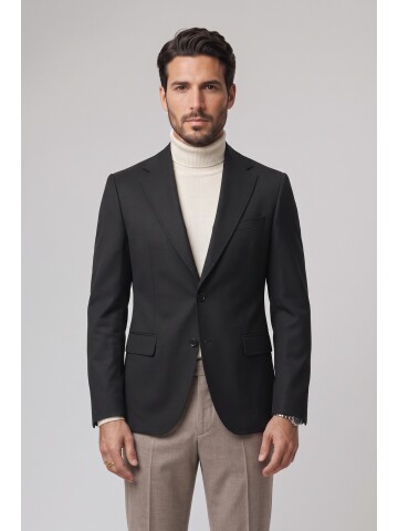 Black Peak Lapel Comfort Fit Jacket