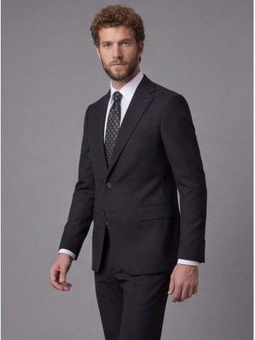 Black Notch Lapel Comfort Fit Suit