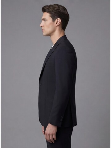 Black Notch Lapel Suit with Patch Pockets