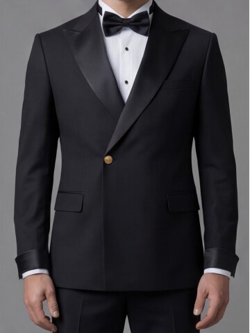 Black Peak Lapel Double-Breasted Tuxedo