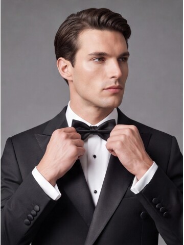 Black Peak Lapel Double-Breasted Slim Fit Tuxedo