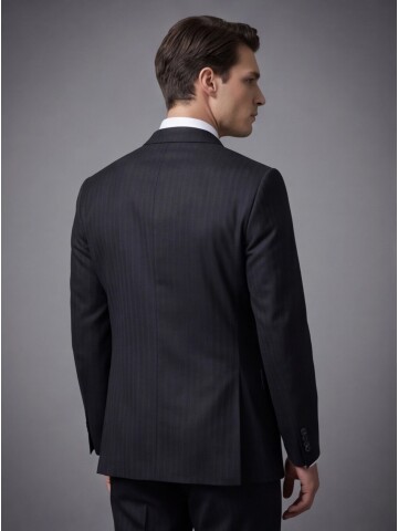 Black Peak Lapel Double-Breasted Suit
