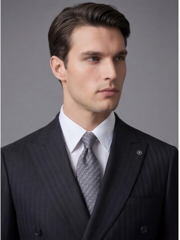 Black Peak Lapel Double-Breasted Suit