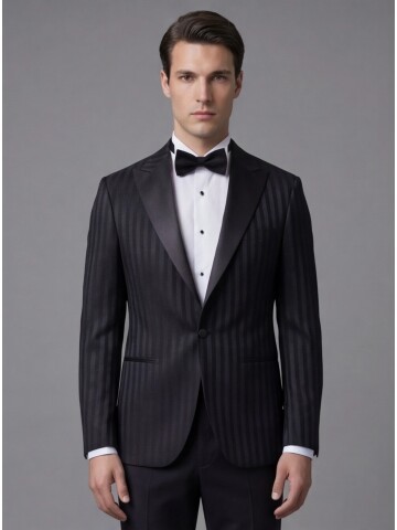 Black Peak Lapel One-Button Slim Fit Tuxedo