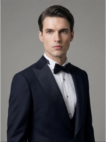 Black Peak Lapel Three-Piece Tuxedo
