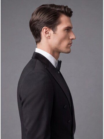 Black Slim Fit Double Breasted Tuxedo