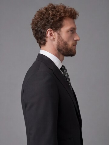 Black Slim Fit Notch Lapel 2-Button Suit