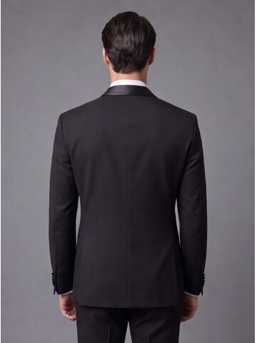 Mens Black Slim Fit Shawl Lapel One Button Tuxedo