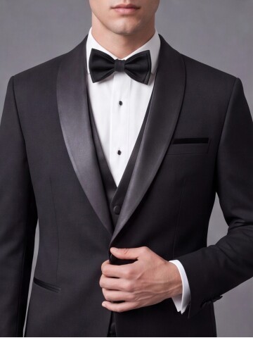 Mens Black Slim Fit Shawl Lapel One Button Tuxedo