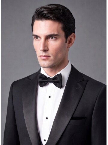 Black Slim Fit Peak Lapel Single Button Tuxedo