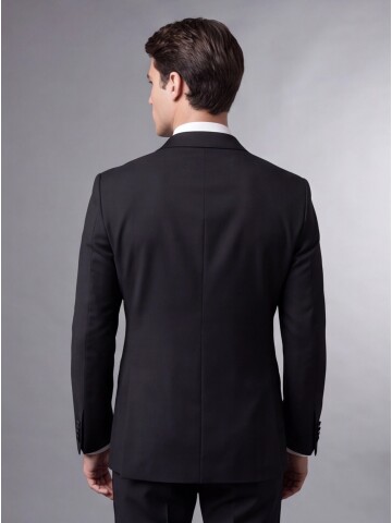 Black Slim Fit Peak Lapel One Button Tuxedo