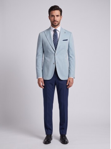 Double-Breasted Suit with Blue Accents