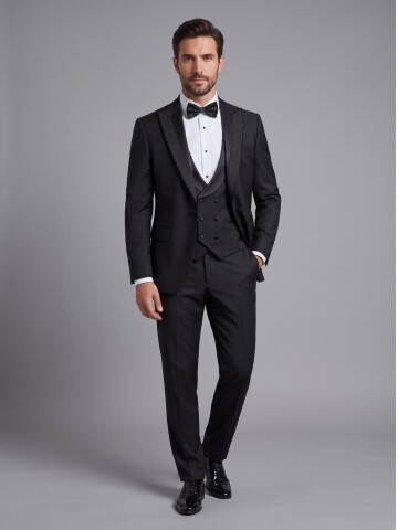 SUIT SARTORIA SİYAH SİVRİ ÇIKMA YAKA DAMATLIK 5708
