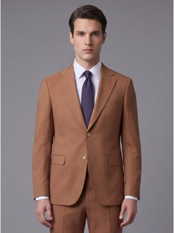 Tan Mono-Lace Two-Button Slim Fit Suit