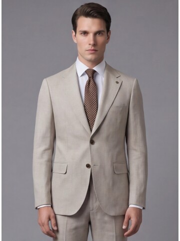 Taş Mono Yaka İki Düğmeli Slim Fit Takım Elbise