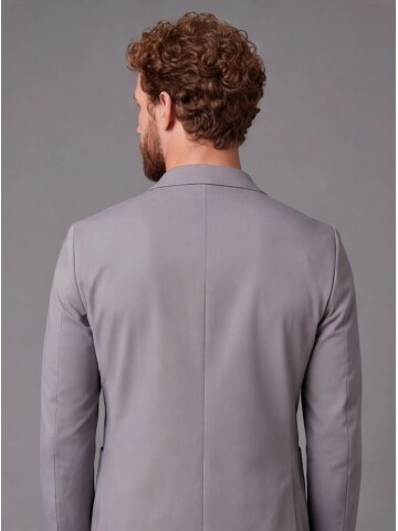 Stone Mono-Neck Suit with Patch Pockets
