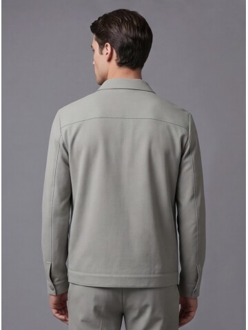 Taş Rengi Gömlek Yaka Safari Cep Comfort Fit Spor Takım