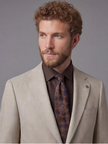 Stone Beige Notch Lapel Comfort Fit Suit