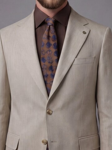 Stone Beige Notch Lapel Comfort Fit Suit