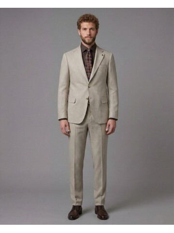 Stone Beige Notch Lapel Comfort Fit Suit