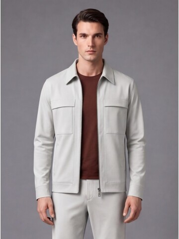 Taş Rengi Safari Cep Comfort Fit Fermuarlı Spor Takım