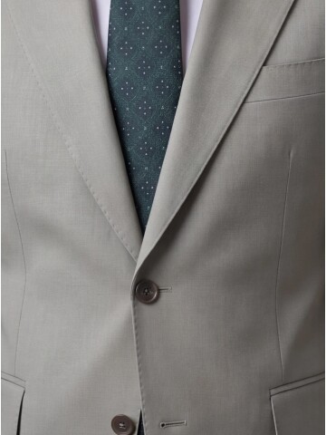 Taş Rengi Yünlü Mono Yaka Comfort Fit Takım Elbise