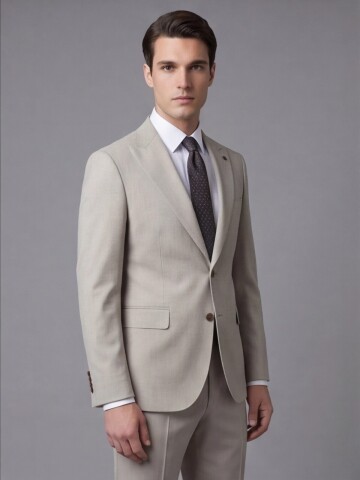 Taş Sivri Yaka İki Düğmeli Slim Fit Takım Elbise