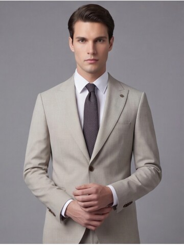 Taş Sivri Yaka İki Düğmeli Slim Fit Takım Elbise