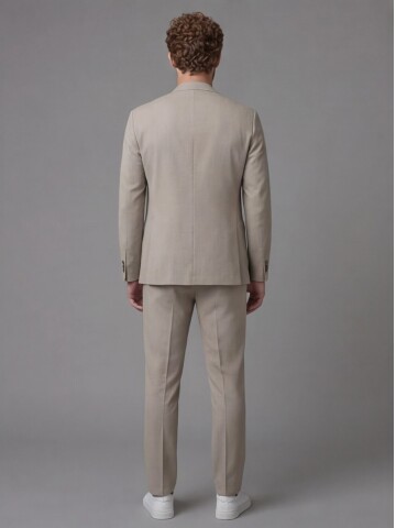 Taupe Notch Lapel Comfort Fit Suit with Patch Pockets