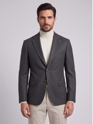 Green Jacket with Mandarin Collar and Flap Pockets