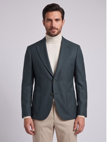 Green Peak Lapel Pocket Jacket
